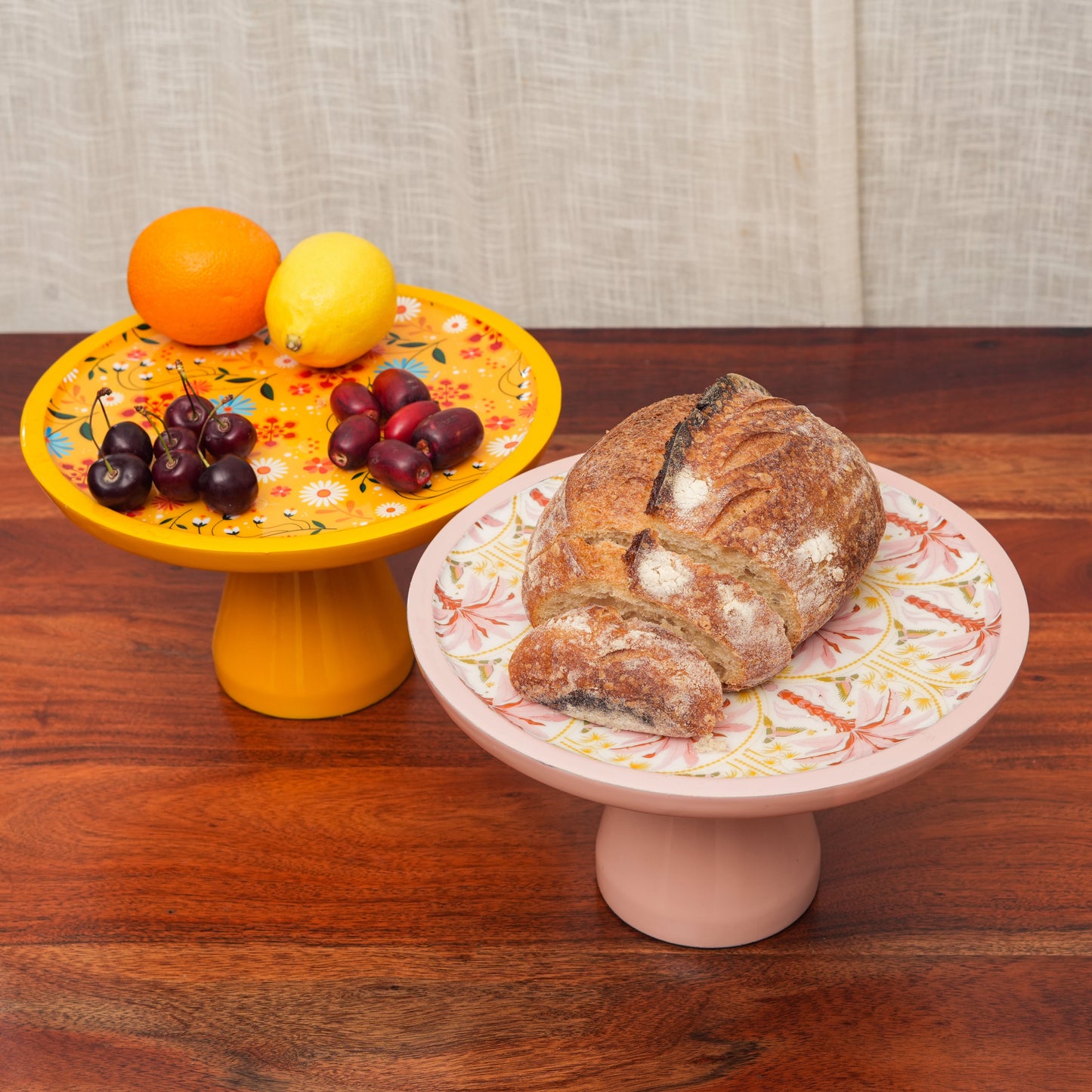 Sunburst Bloom Inlay Yellow Cake Stand