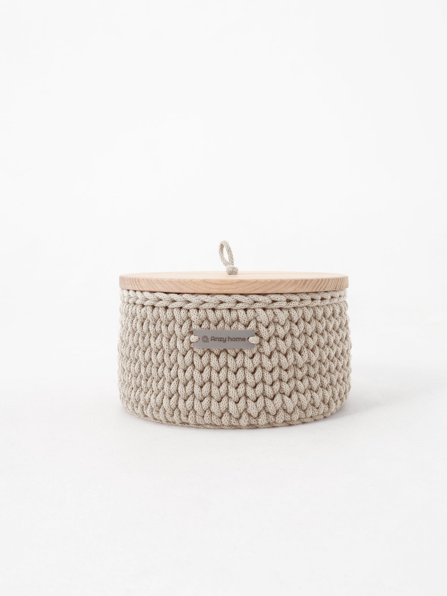 Round Storage Baskets w/ Wooden Lid