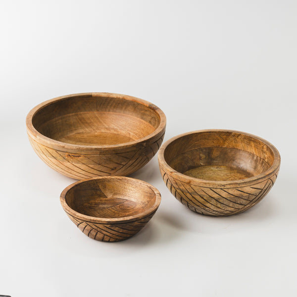 Earthlines Handcrafted Nested Mango Wood Bowl