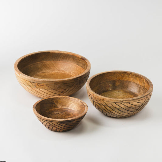 Earthlines Handcrafted Nested Mango Wood Bowl