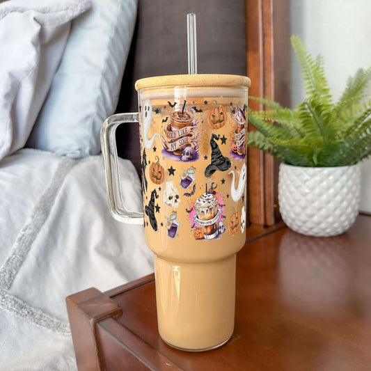 Halloween Fall Coffees Tumbler With Lid and Straw