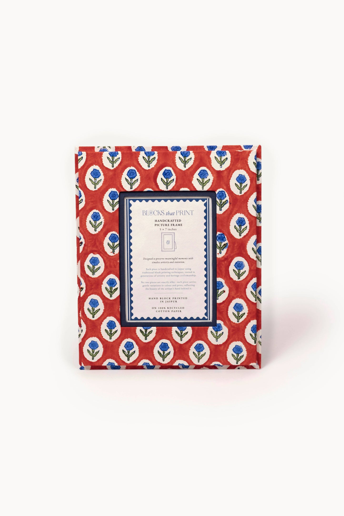 Large Block Print Photo Frame (5 x 7) - Crimson Buta