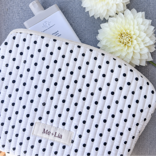 Polkadot Black Make-up Pouch - Large