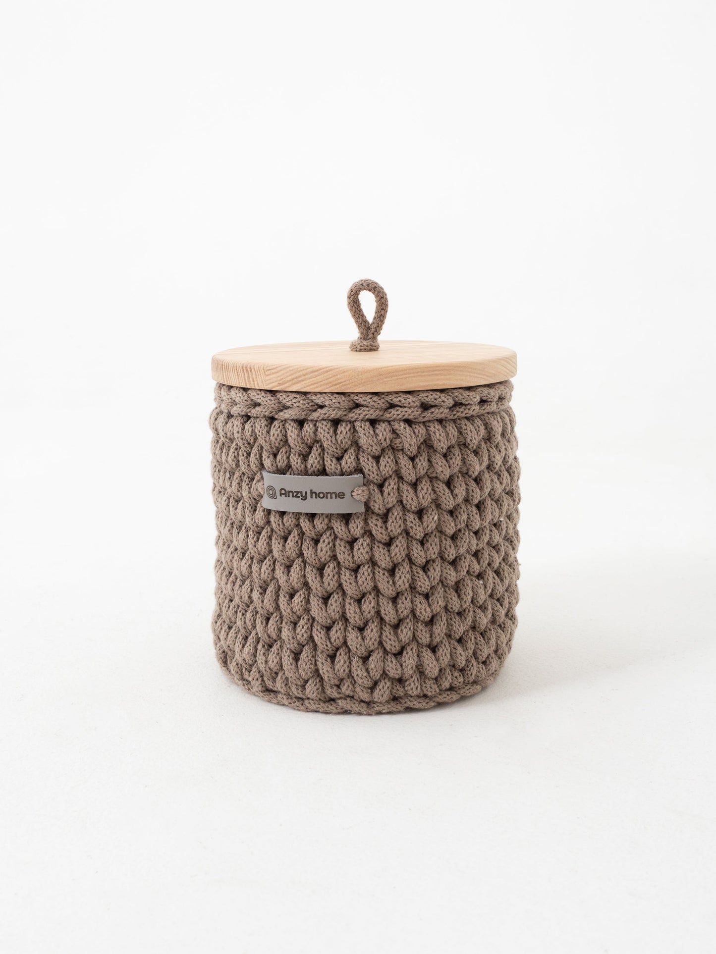 Round Storage Baskets w/ Wooden Lid