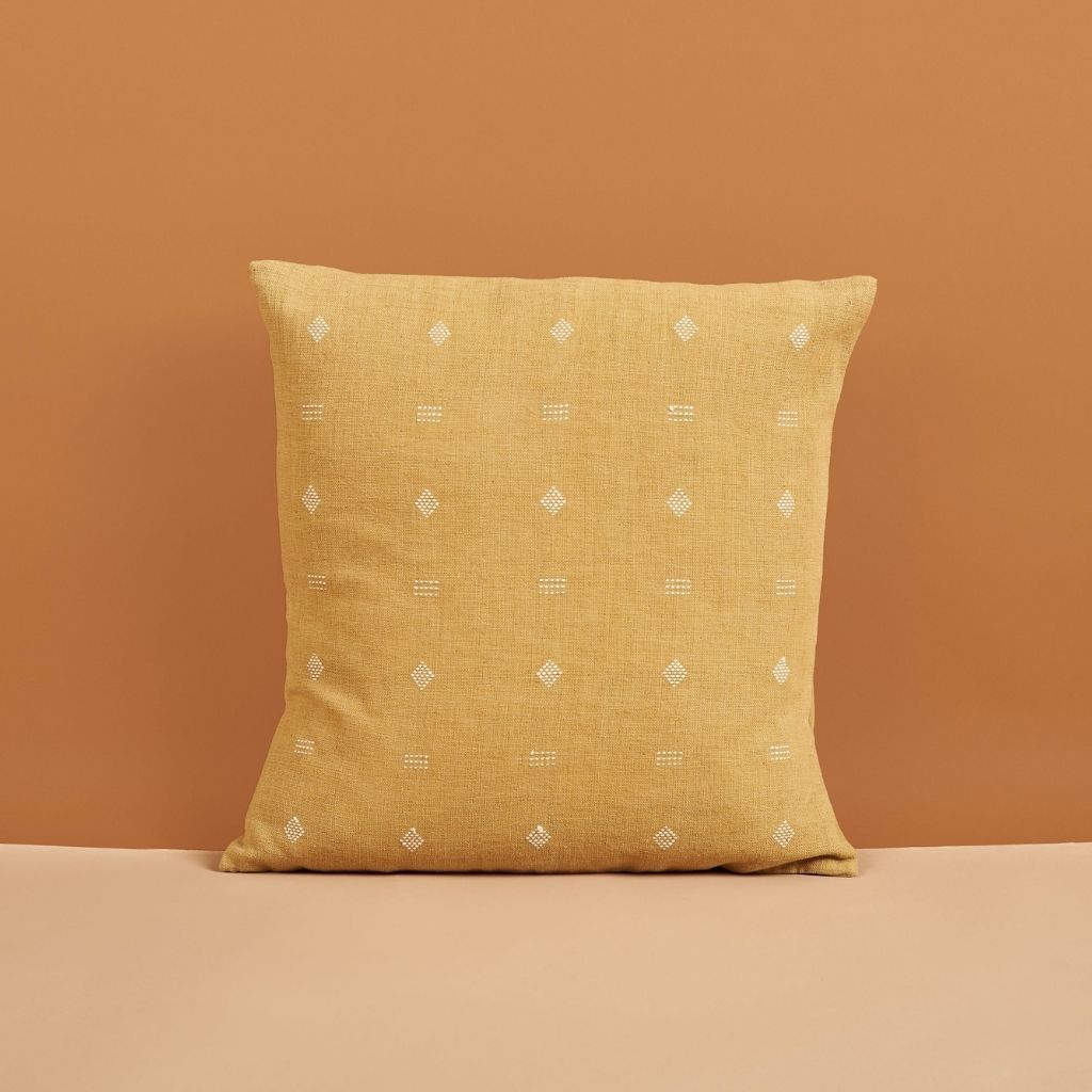 Nira Ochre Hand Spun Organic Cotton Handloom Pillow