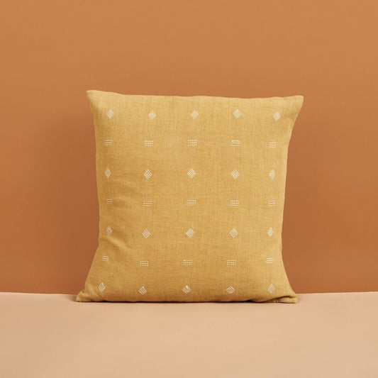 Nira Ochre Hand Spun Organic Cotton Handloom Pillow