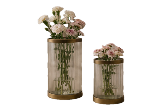 Raíz Studio Vetra Hurricane Holder with Ribbed Glass & Antique Brass Base