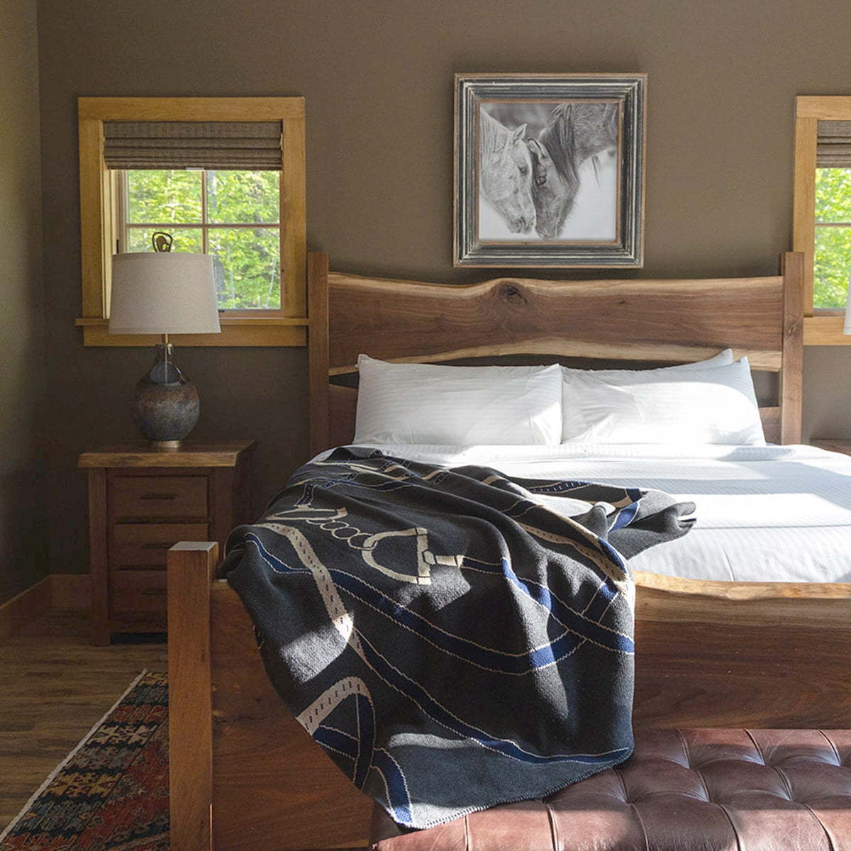 Equestrian Tack - Cotton Sustainable Knit Patterned Throw Blanket