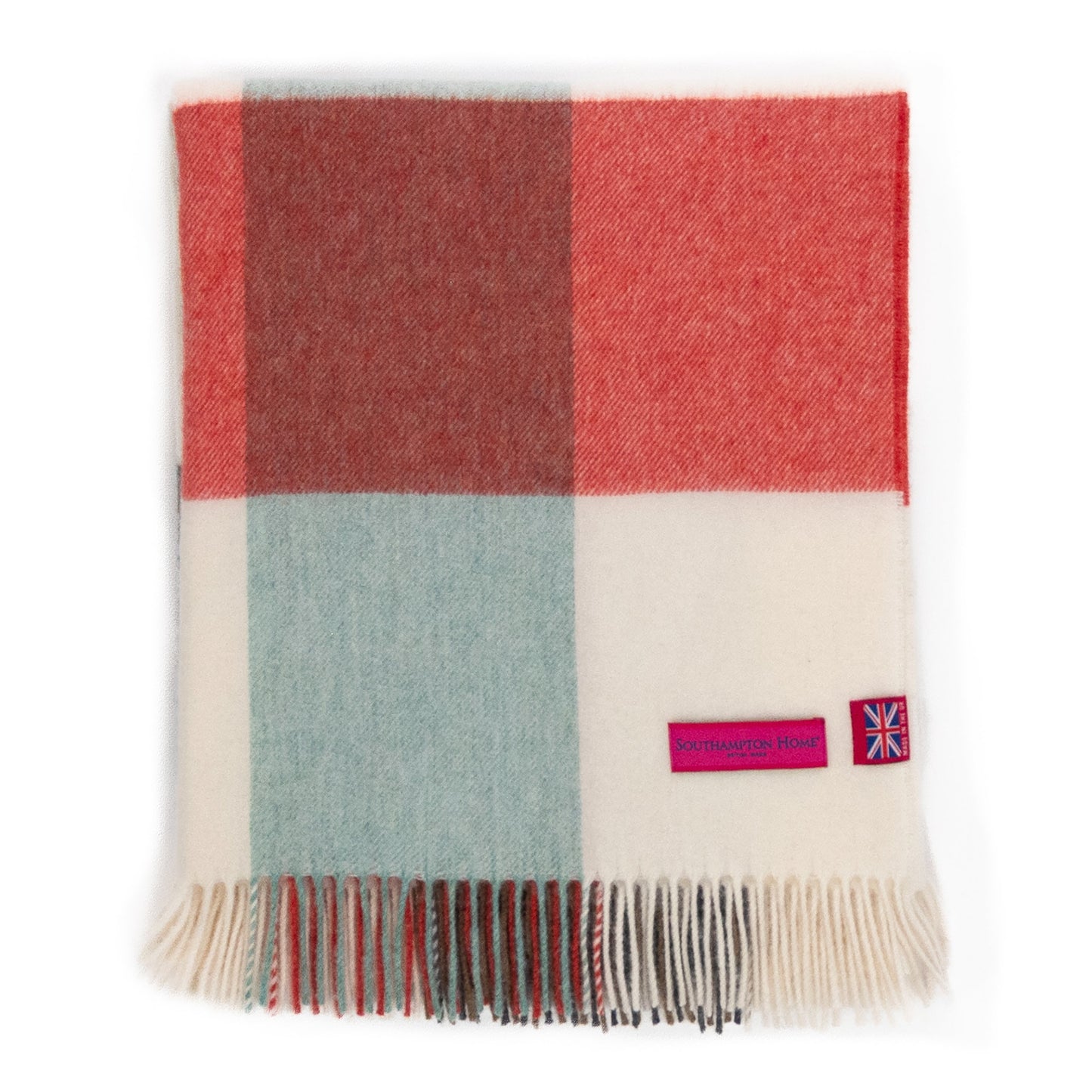 Southampton Home Merino Wool Throw – Block Melon | UK Made