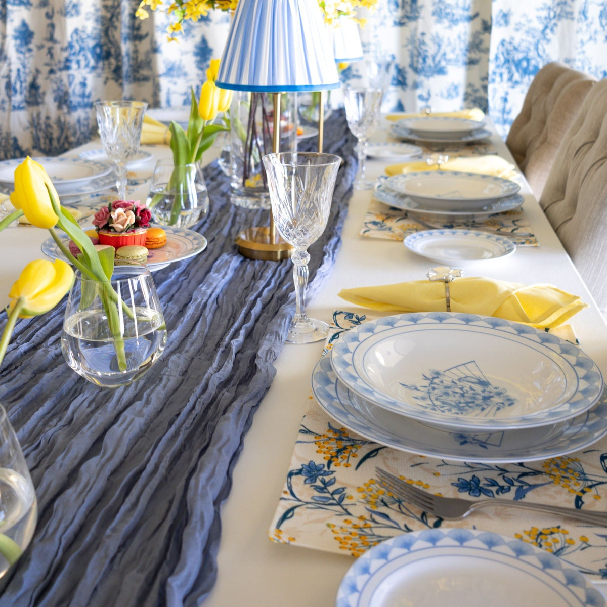 Blue Nightingale Porcelain Dessert Plates, Set of 4