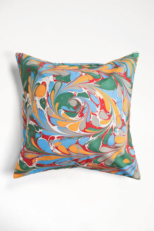 Marais Hand Marbled Square Pillow, 18x18