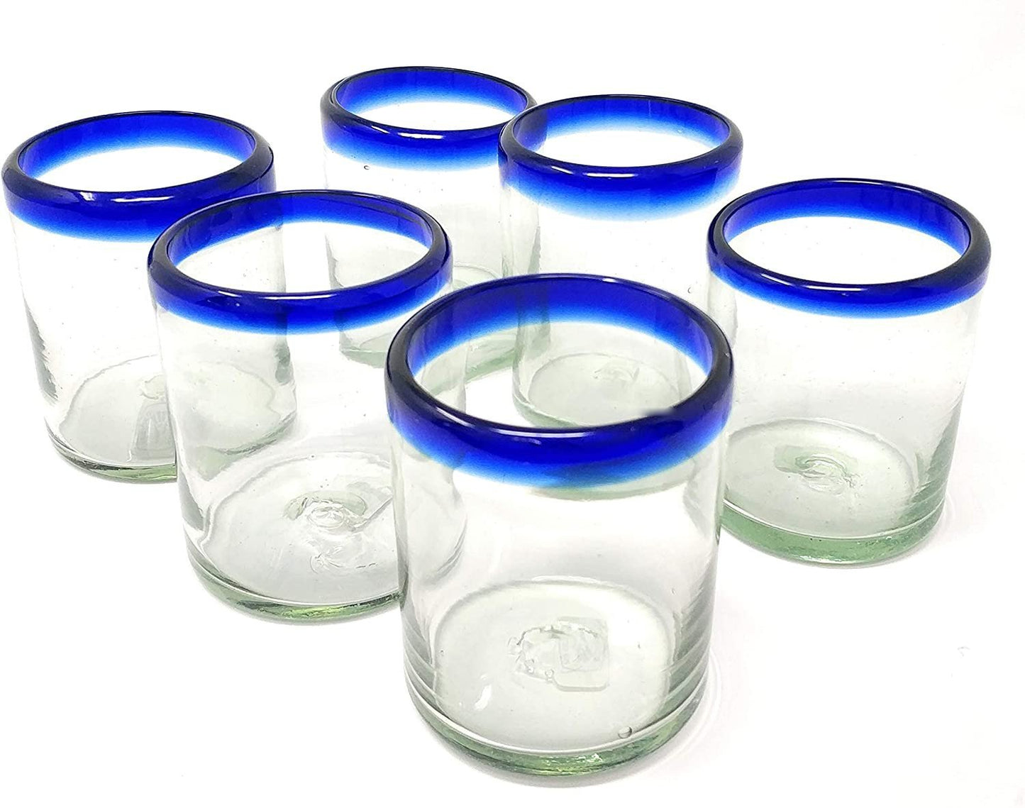 Cobalt Blue Rim Tumbler Glasses - Set of 6