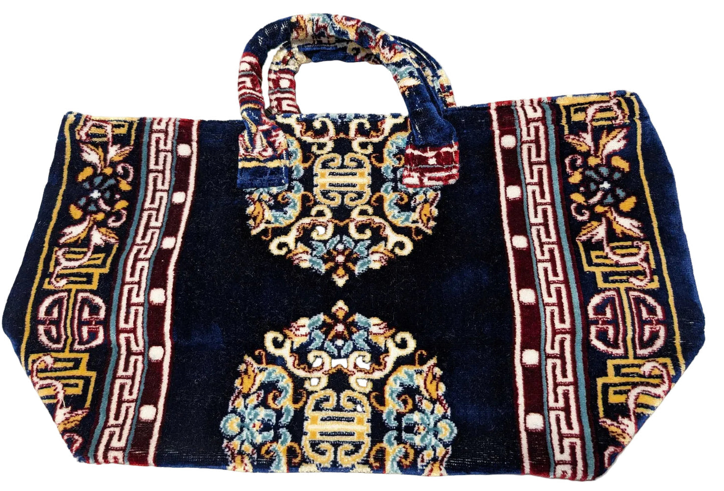 Polyester Cotton Rug Fabric Bag Navy Blue