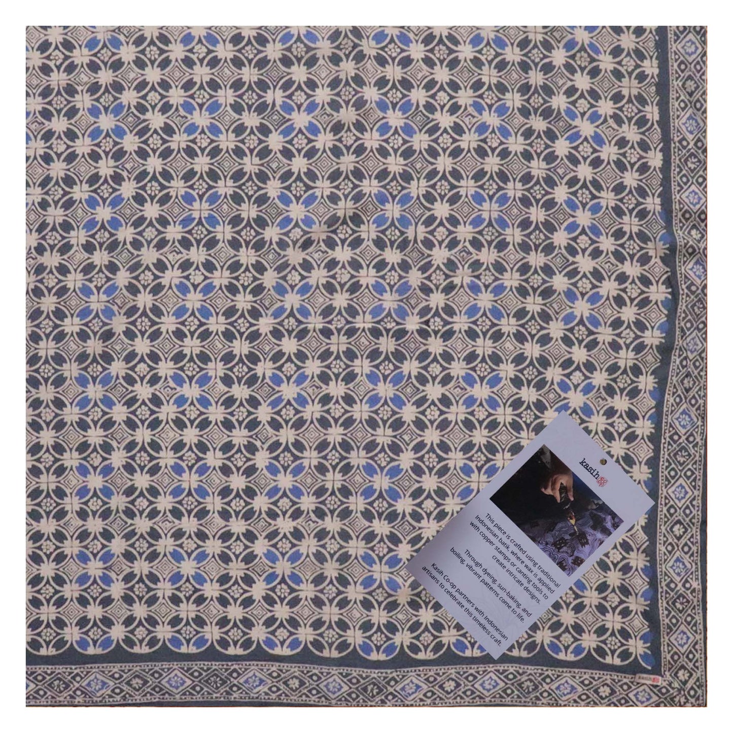 Large 39" Hand Dyed Batik Bandana Charcoal Gray, Size XL Scarf, Oversized - Osadia Concept Store