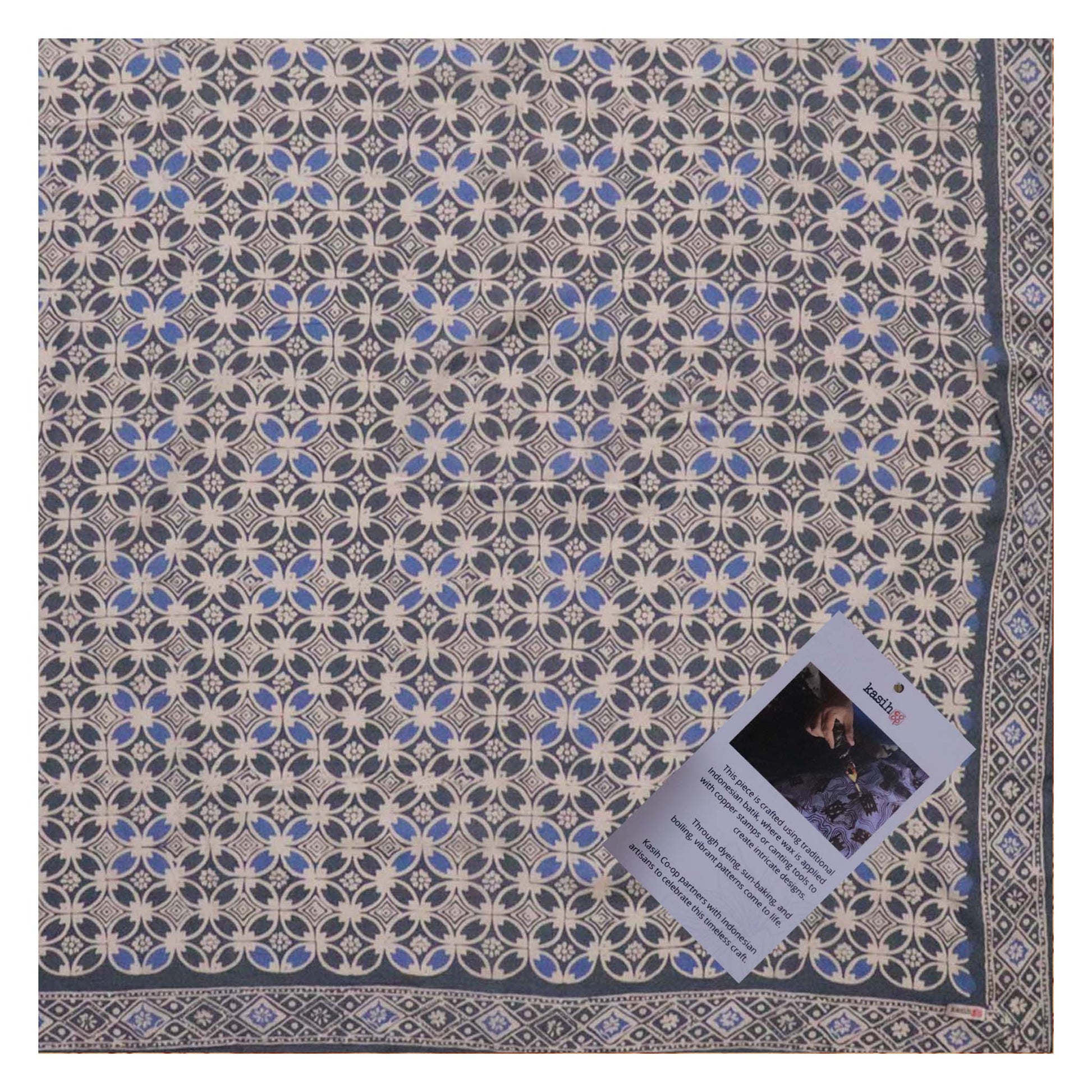 Large 39" Hand Dyed Batik Bandana Charcoal Gray, Size XL Scarf, Oversized - Osadia Concept Store