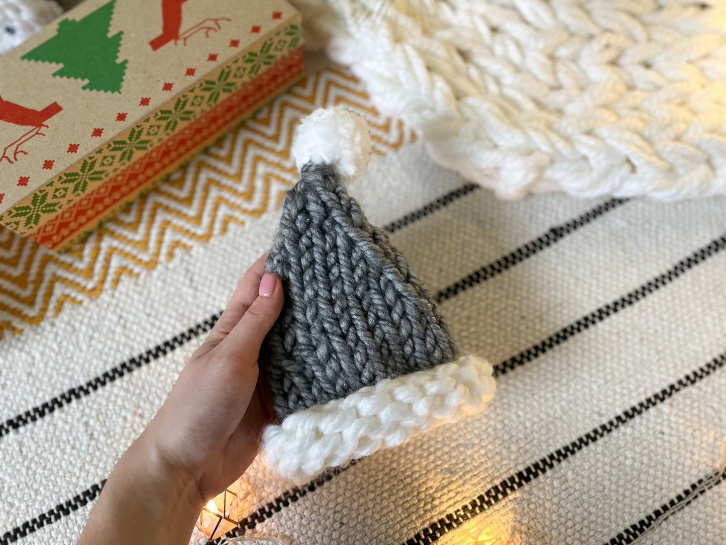 Knitted Santa Hat Christmas Tree Toppers