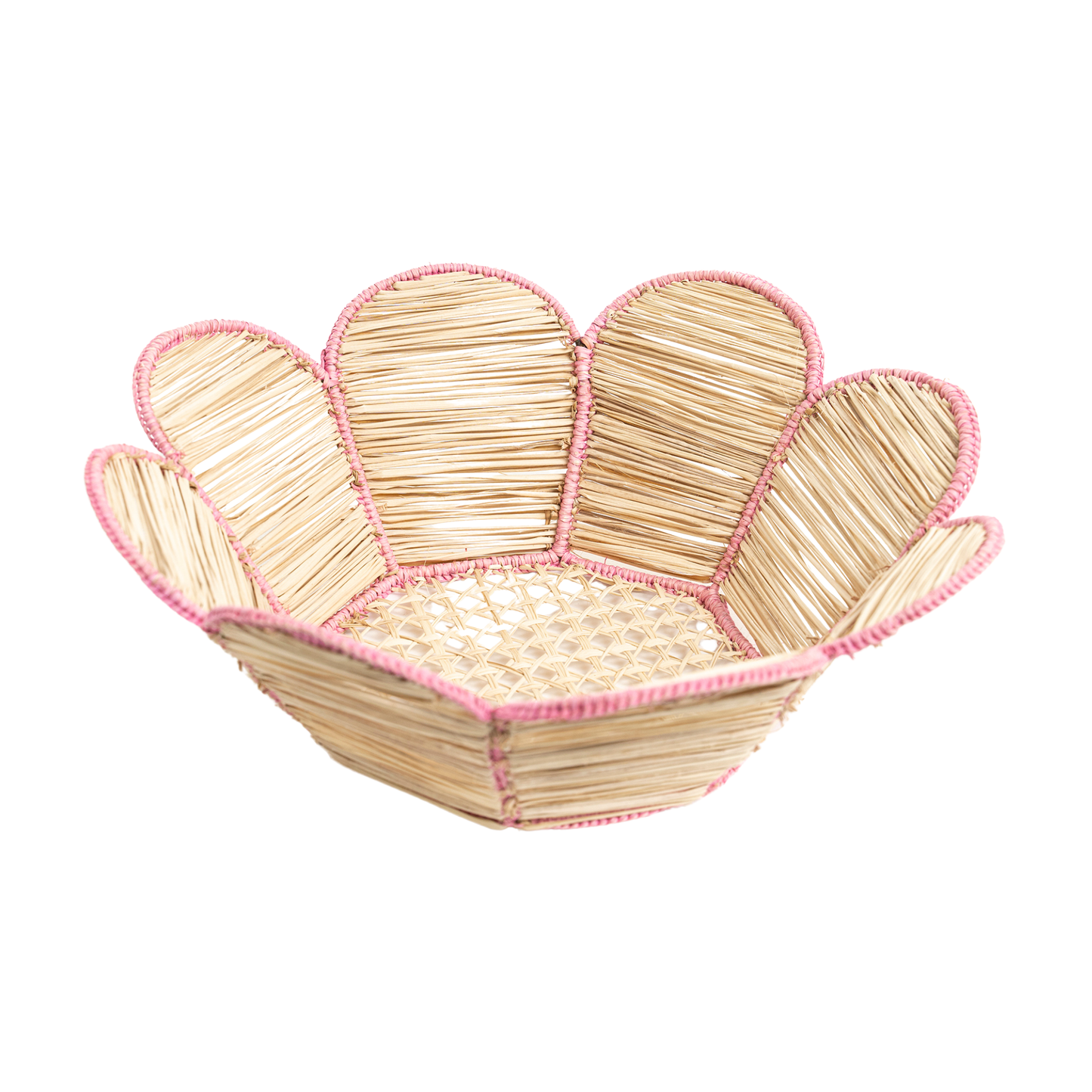 Flower Bread Basket - Pink Trim