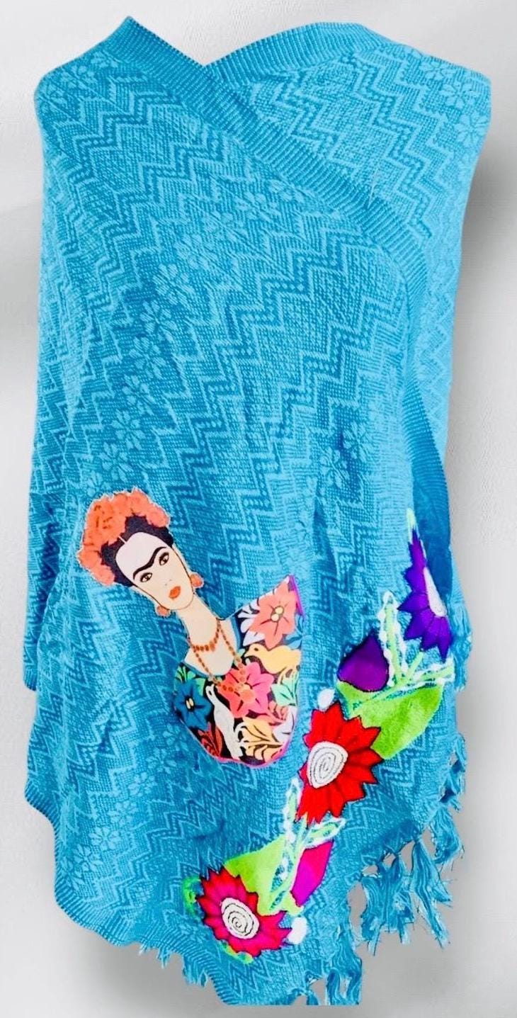 Frida Kahlo Embroidered Shawl Rebosos Bordados de Frida Kahlo con Imagen