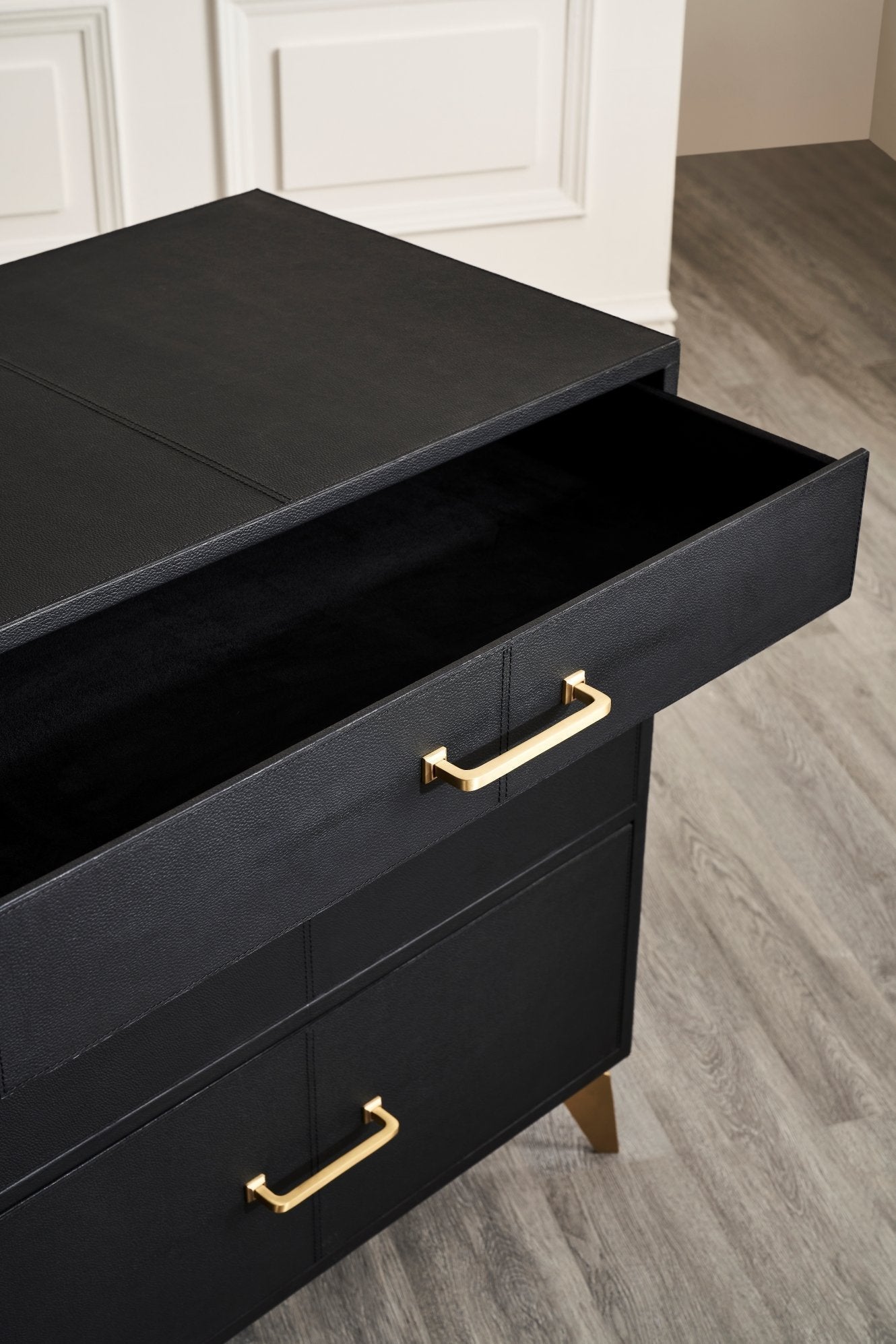 Berkeley Three Drawer Leather Side Table