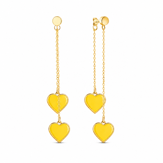 Single Hearted Girl Yellow Heart Earrings | Gold Filled