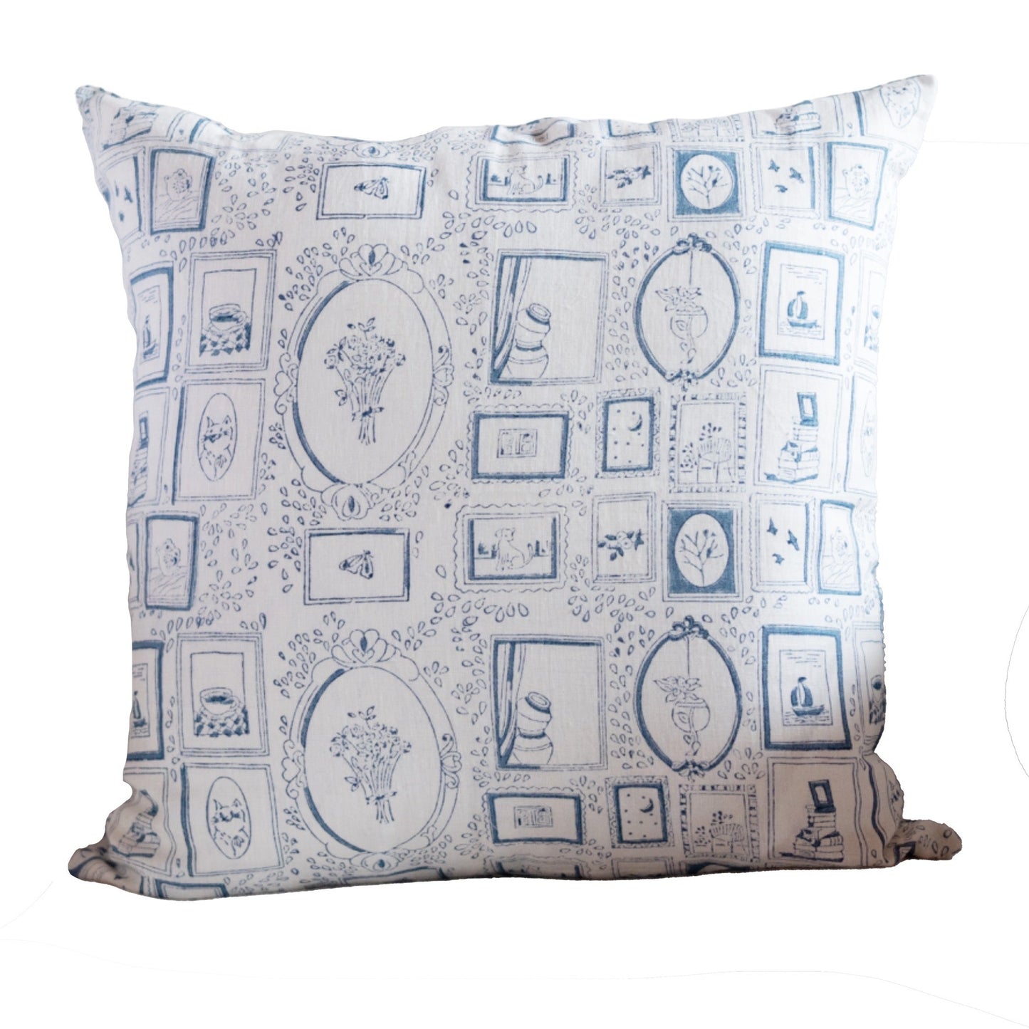Wall Of Frames - Hand Block Printed Pillow  Cover