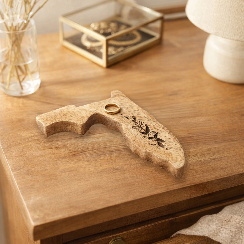 Florida State Orange Blossom Trinket Dish - Mango Wood
