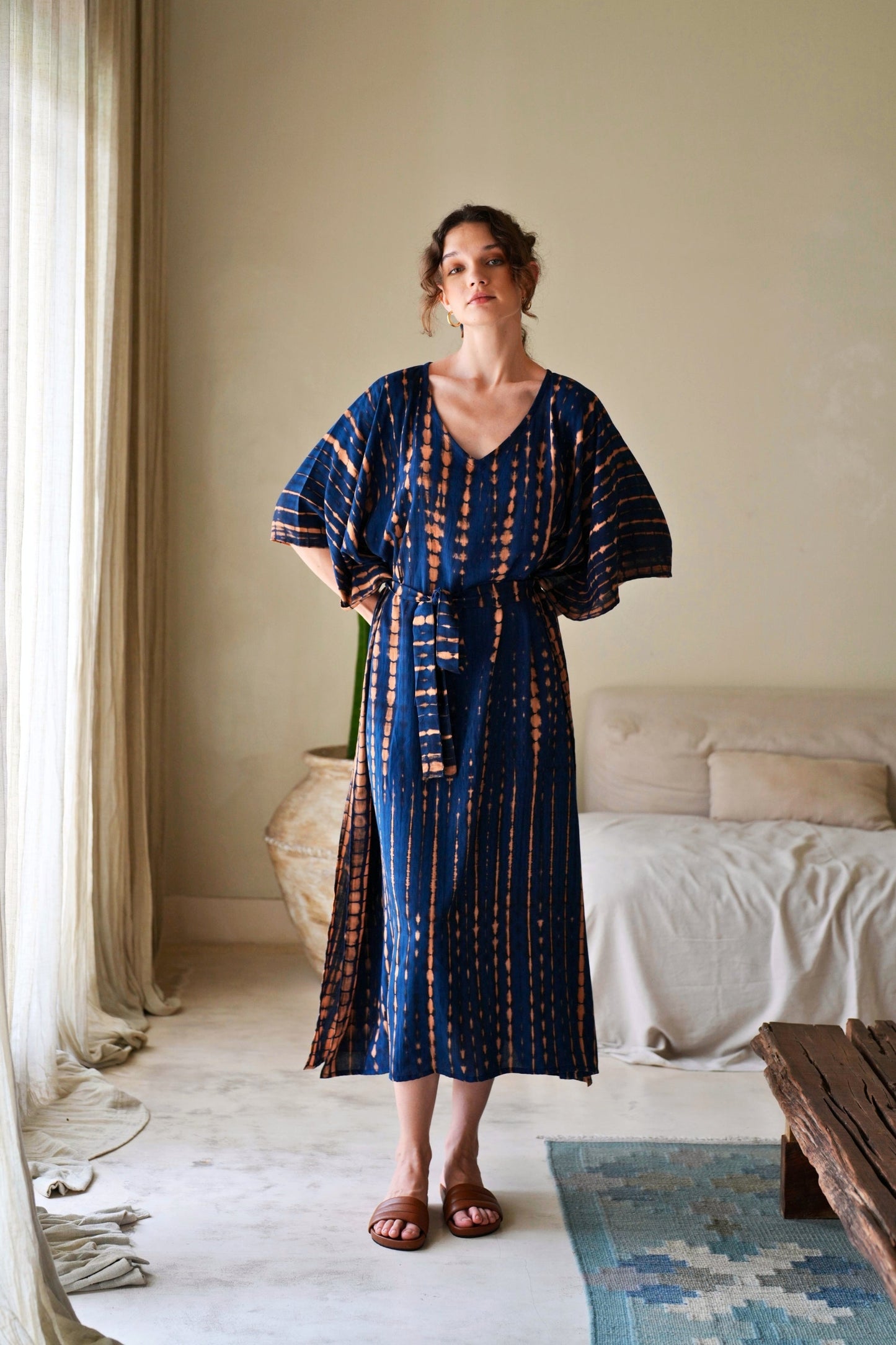 Natalie Kaftan Dress in Ocean Blue