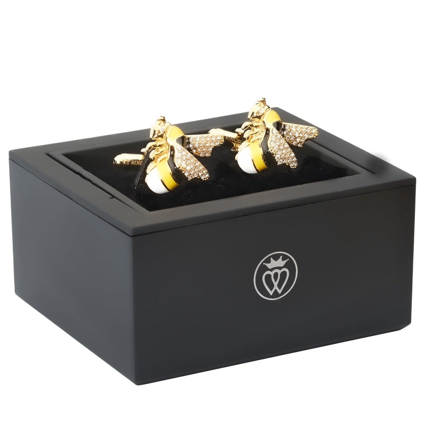 Crystal Bee Cufflinks – Enamel & Faceted Crystal Luxury Accents
