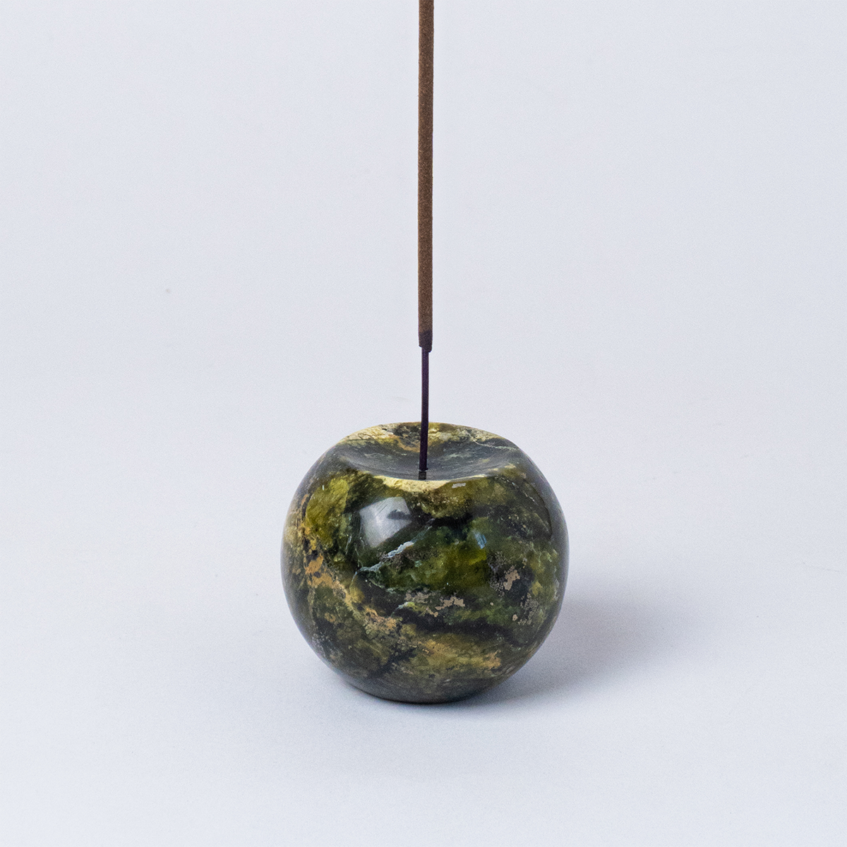 Gemstone sphere incense holder Black Onyx