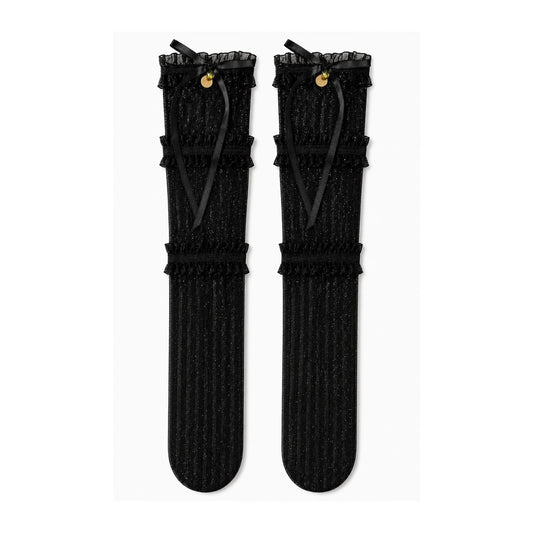Midnight Ribbon Lace Socks