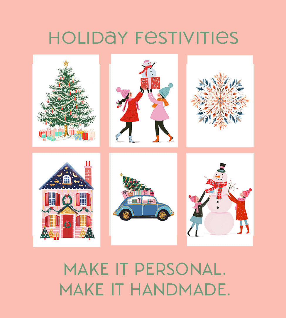 Holiday Festivities: All-in-One Watercolor Art Prints + Postcards