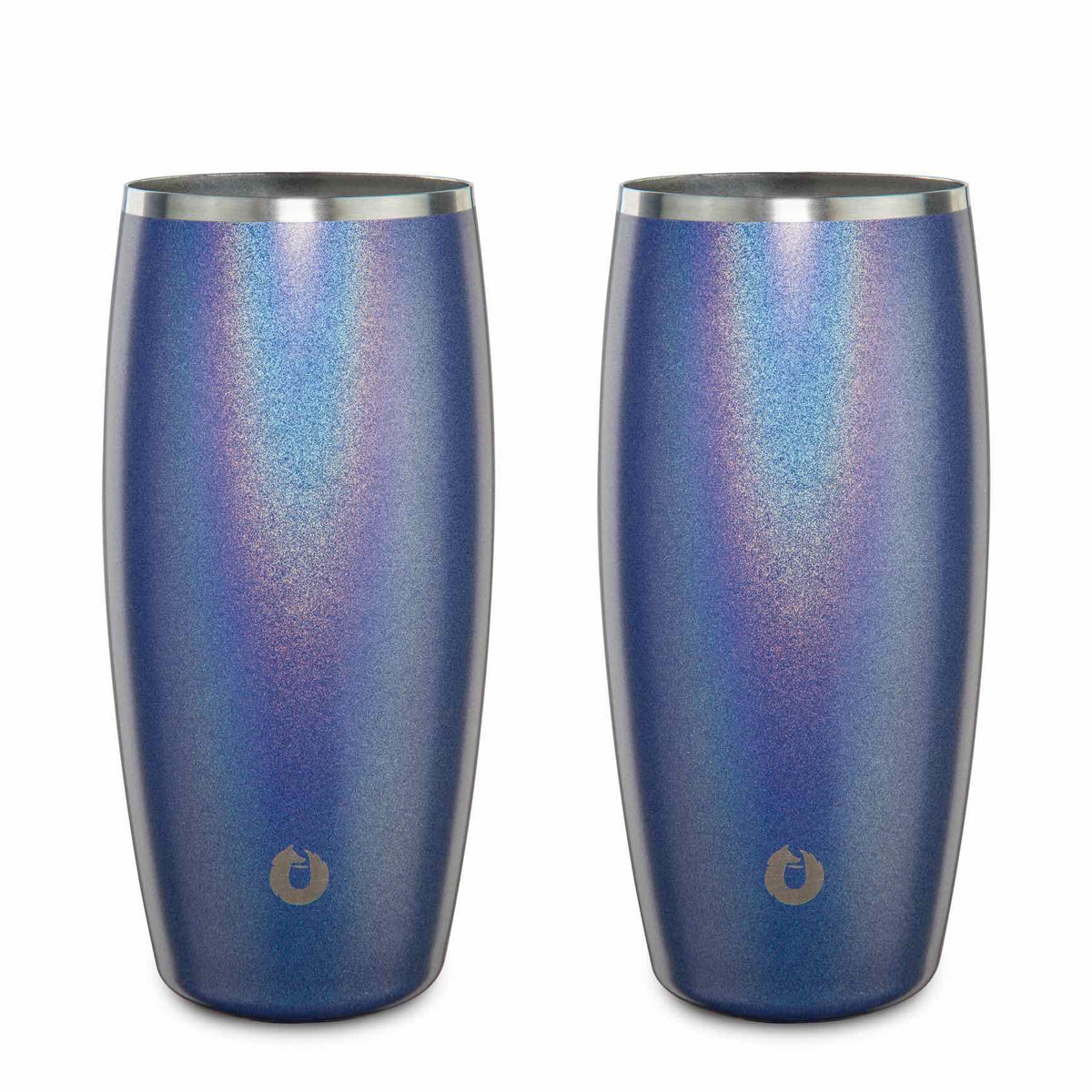 Stainless Steel Beer Glass Set, Set of 2 - Shimmer Blue