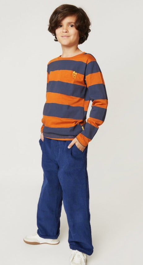 Chestnut & Navy Rugby Stripe Long Sleeve T-Shirt