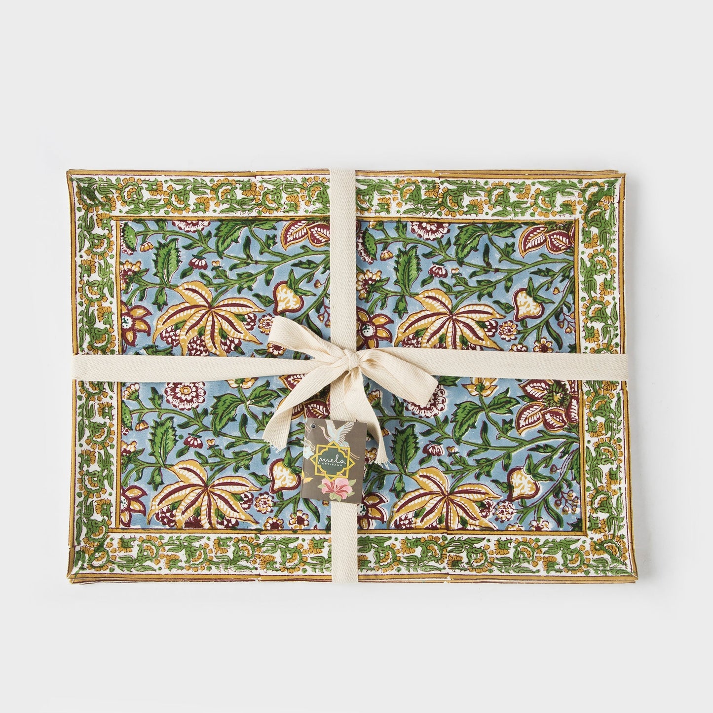 Florin Hand Block Printed Cotton Placemats Set of 4