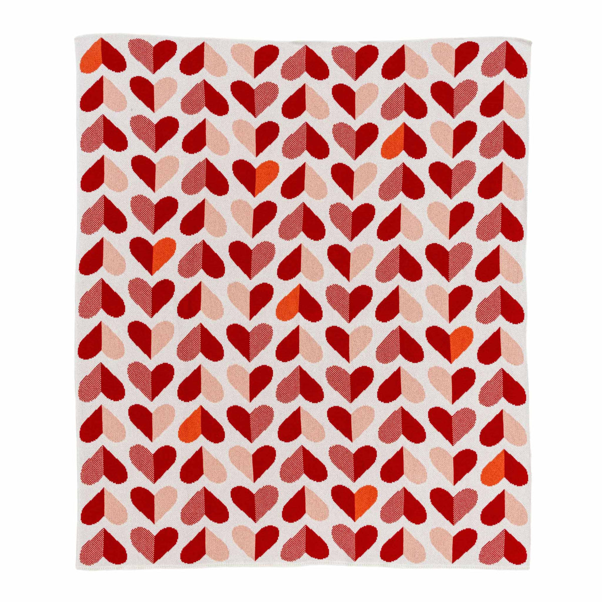 Mod Hearts - Cotton Sustainable Knit Throw Blanket