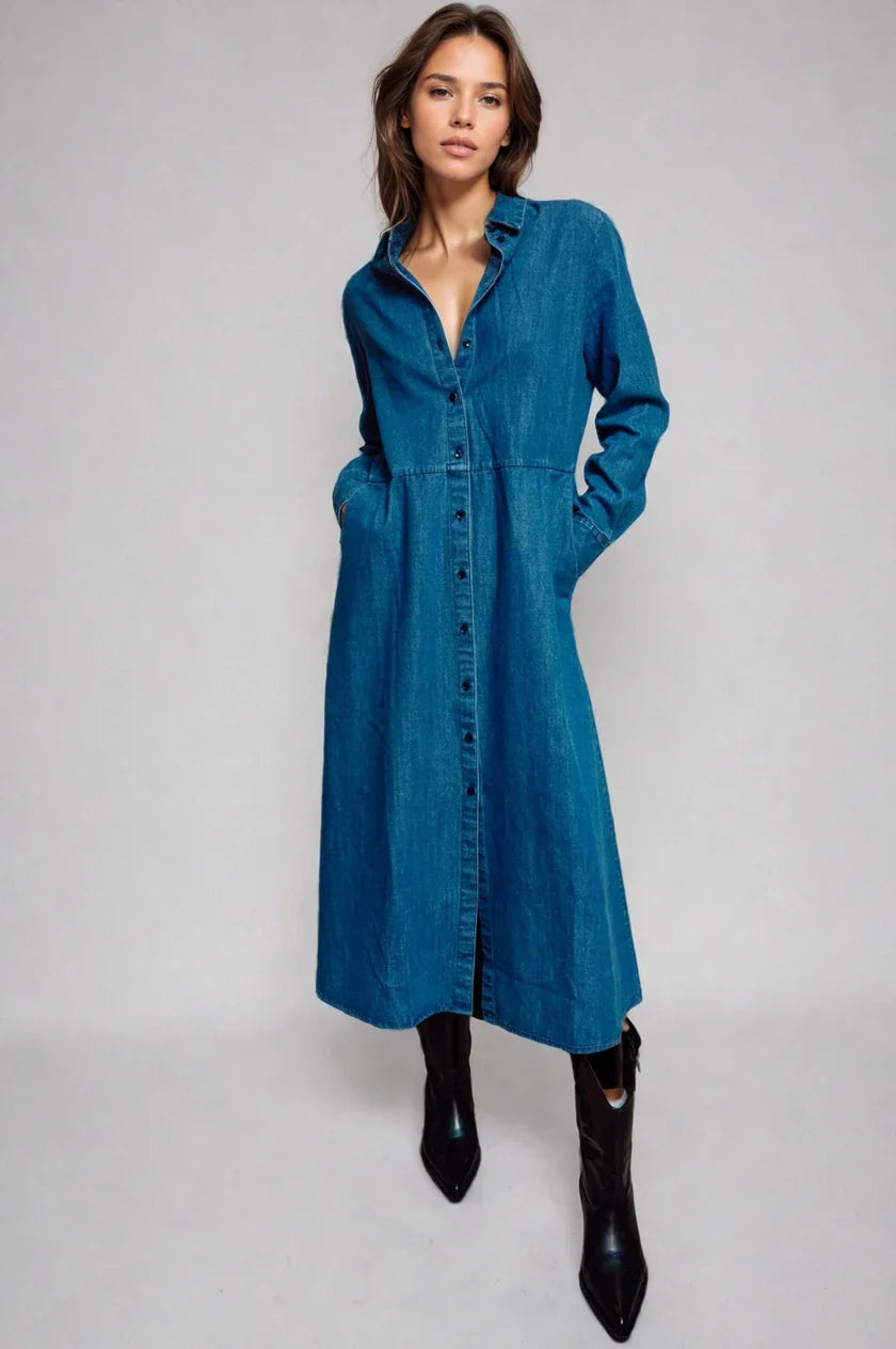The Sunday Stroll Denim Shirt Dress