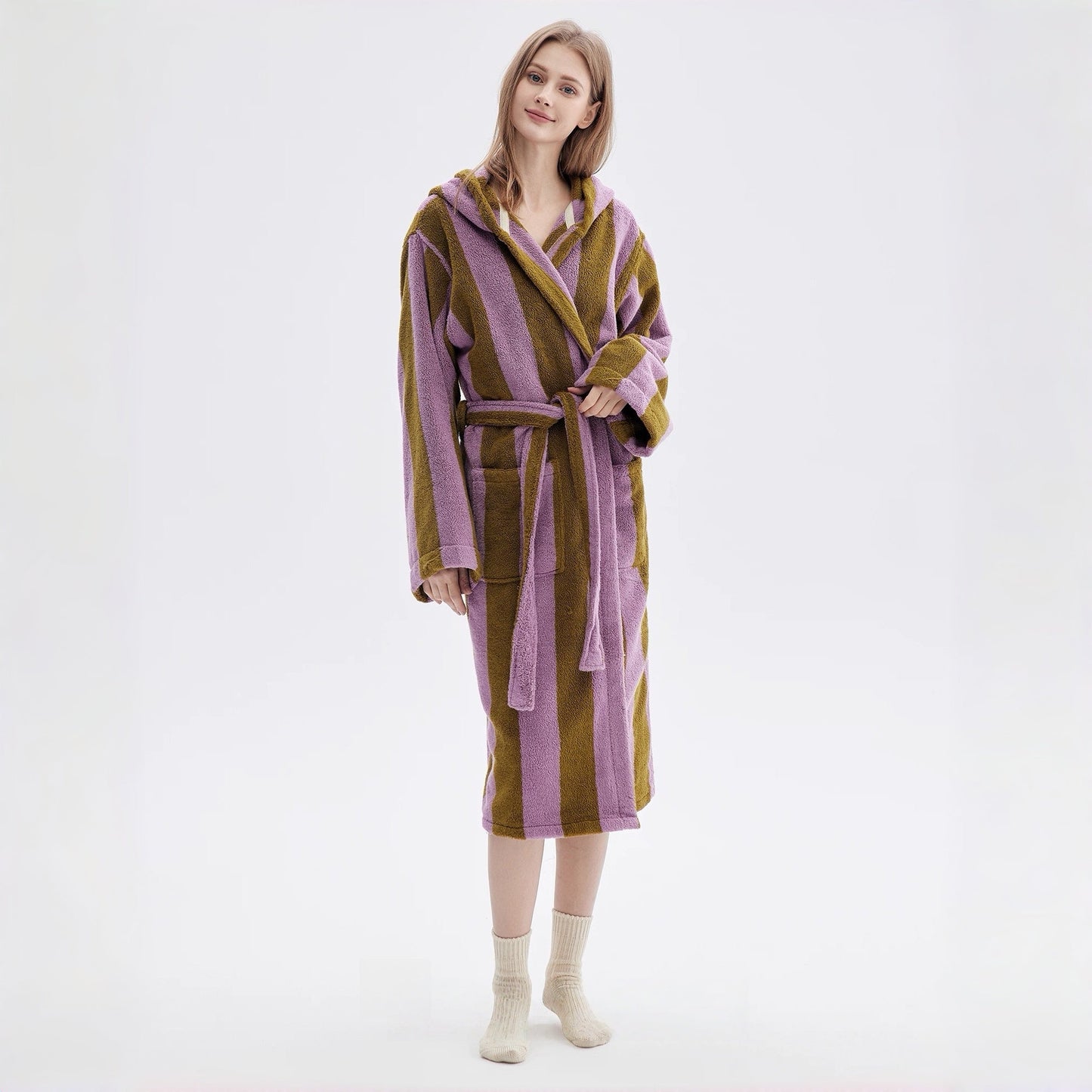 Ultra Soft Retro Whimsical Stripe Bath Robe