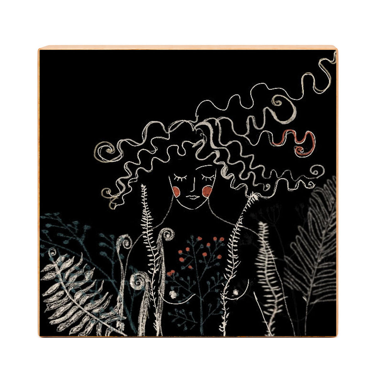 Wilderness Is Me: Feminine Nude Art Print on Board, Woman in a Night Forest
