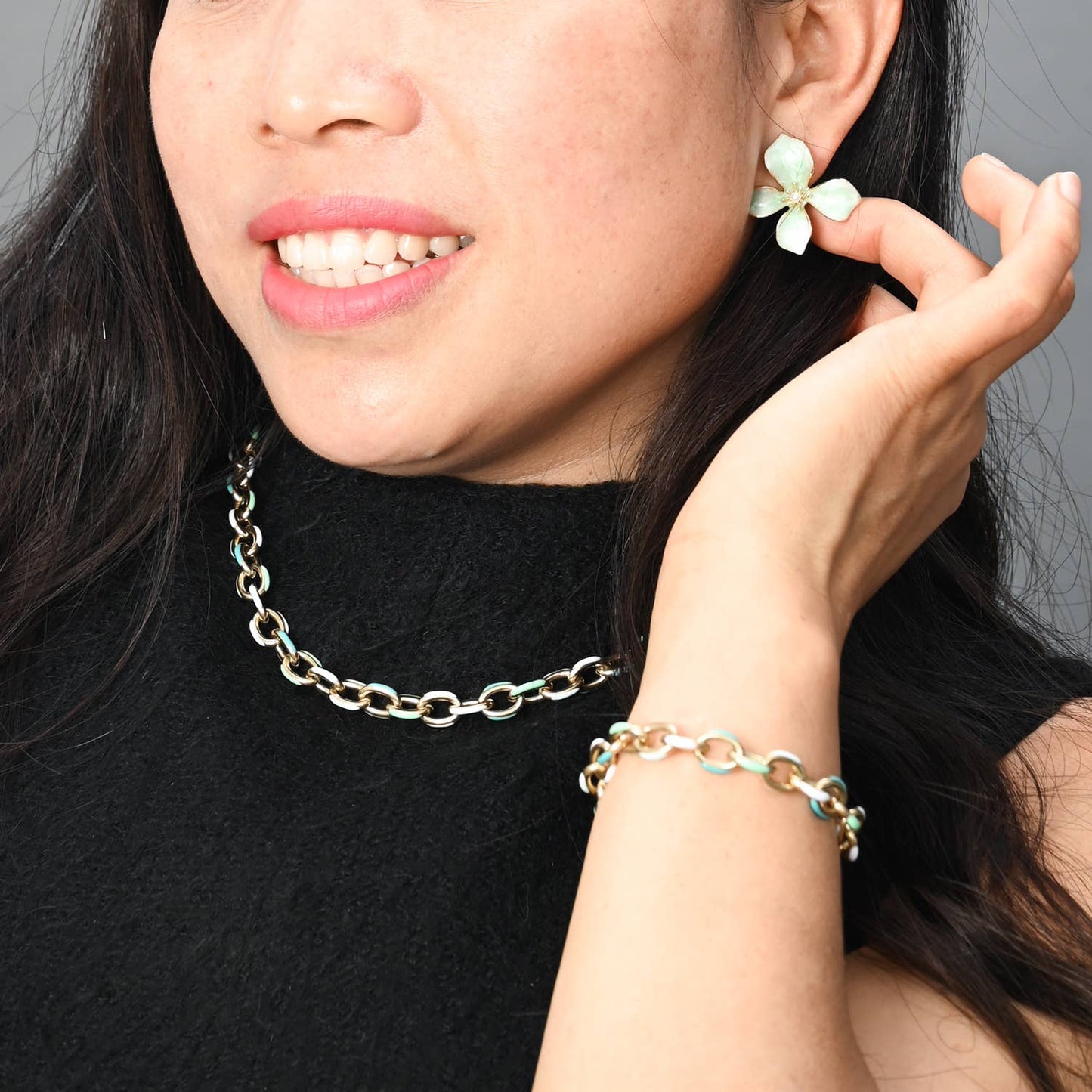 Hope in Bloom Flower Earrings in Mint