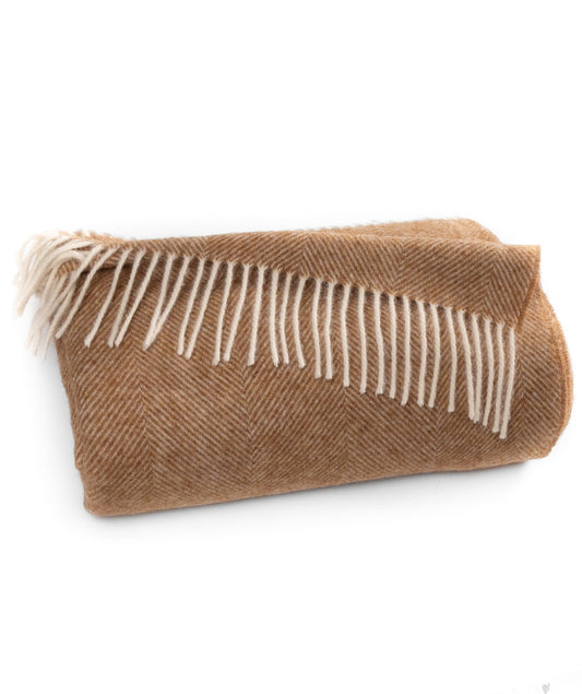 Southampton Home Shetland Lambswool Herringbone Throw – Rust | Woven in England
