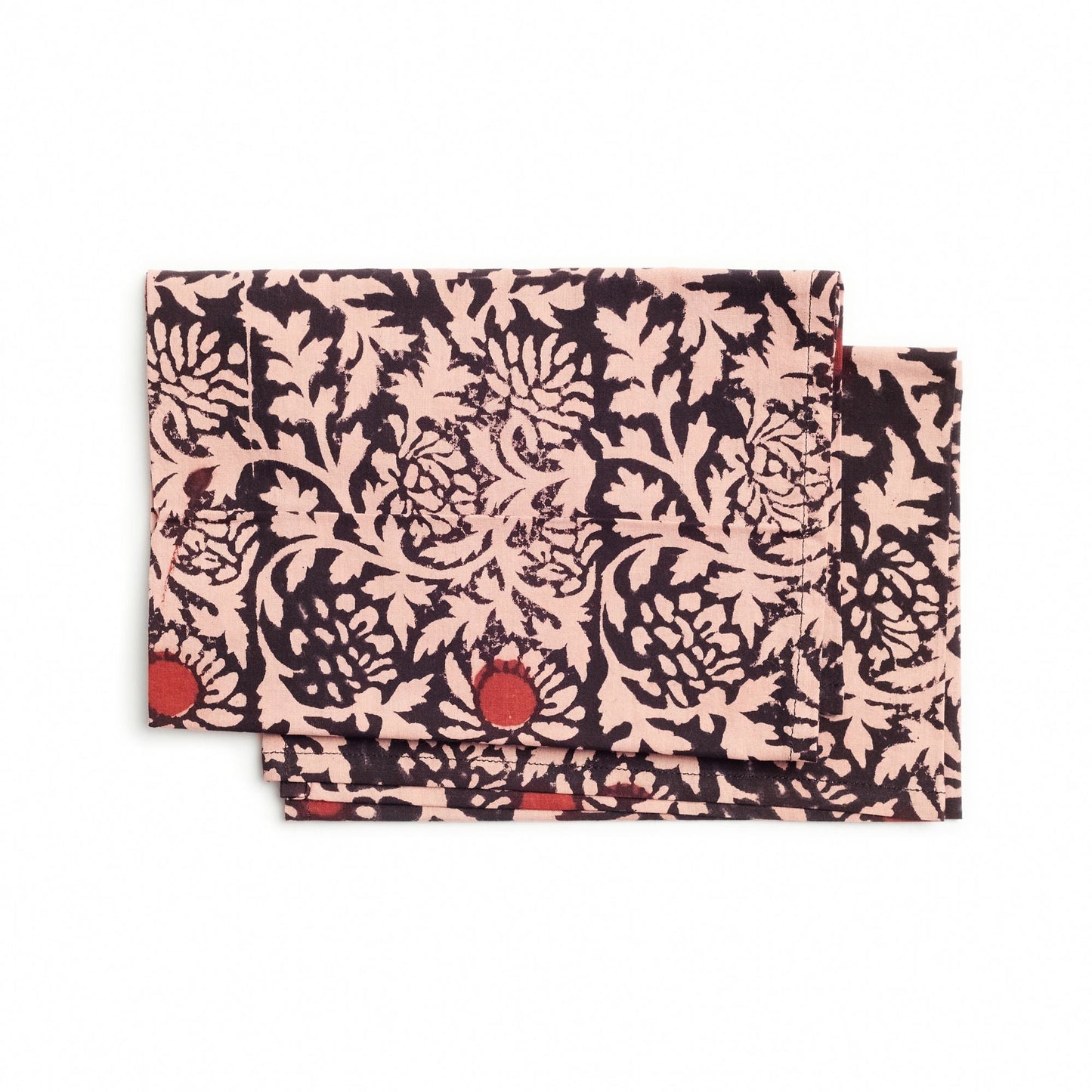 Hummus Floral Wax Block Printe Cotton Table Napkin( set of 4 )