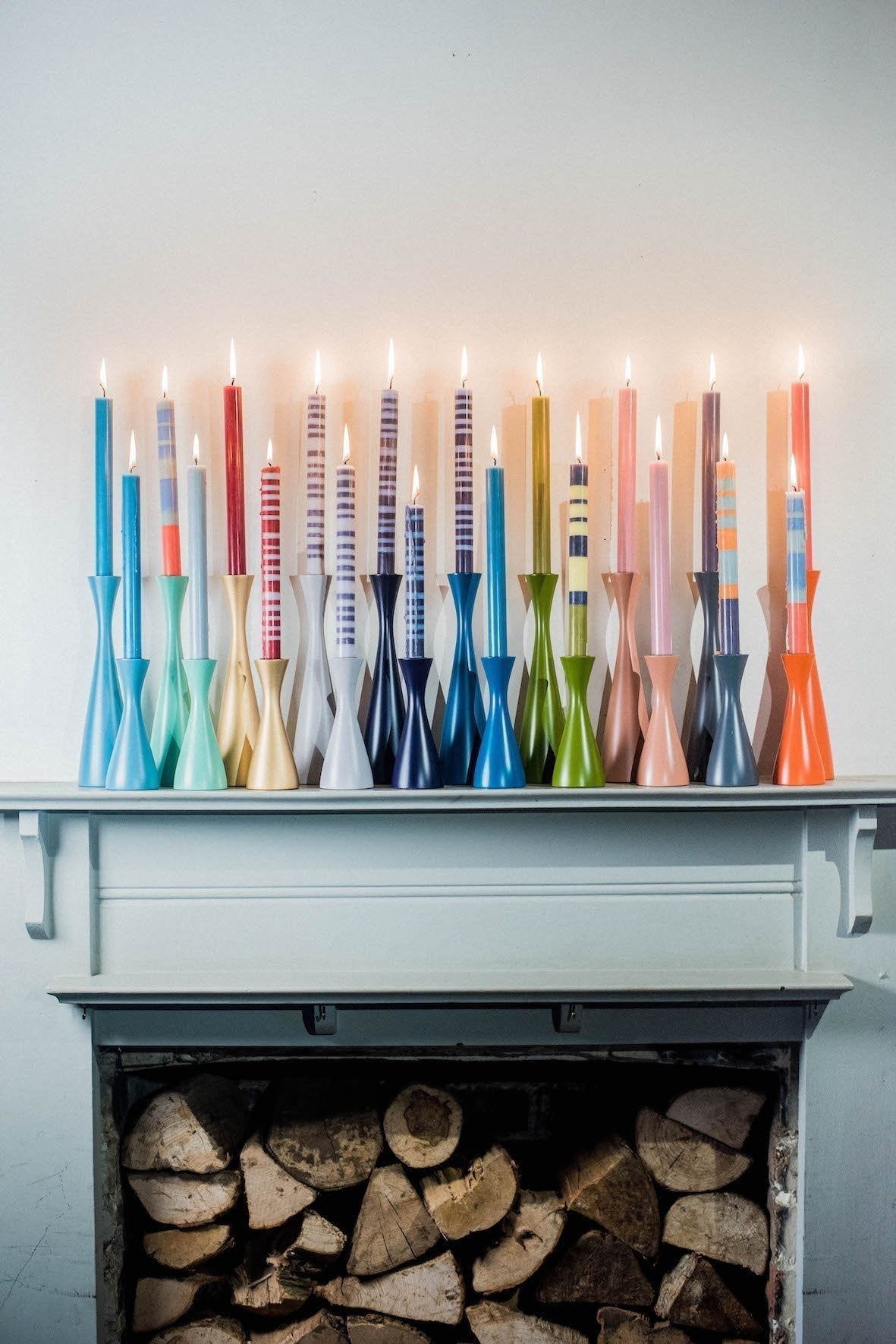 S/4 ABSTRACT Striped Beryl, Bokhara and Moonstone Dinner Candles