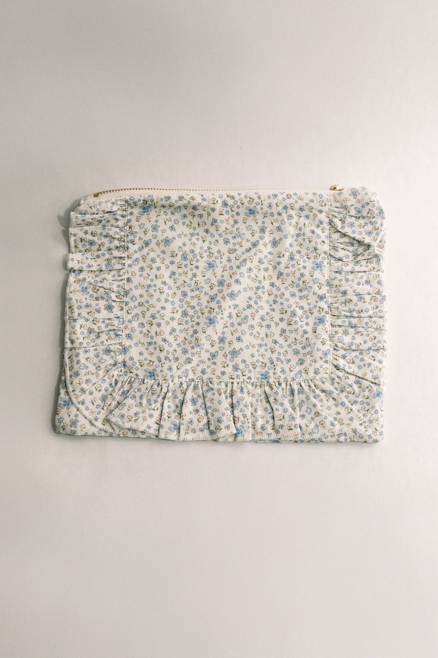 Vintage-Inspired Floral Pouch- Bluebell Breeze