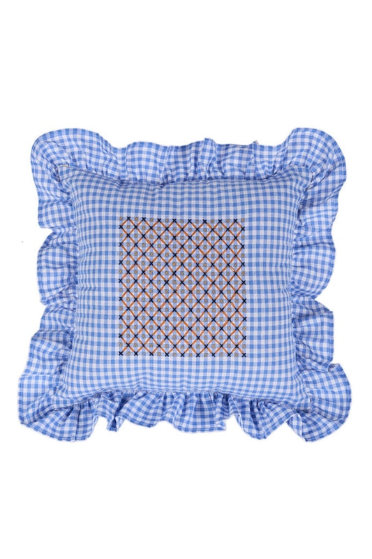 Vuelitos Blue Embroidered Cushion - Sky Blue