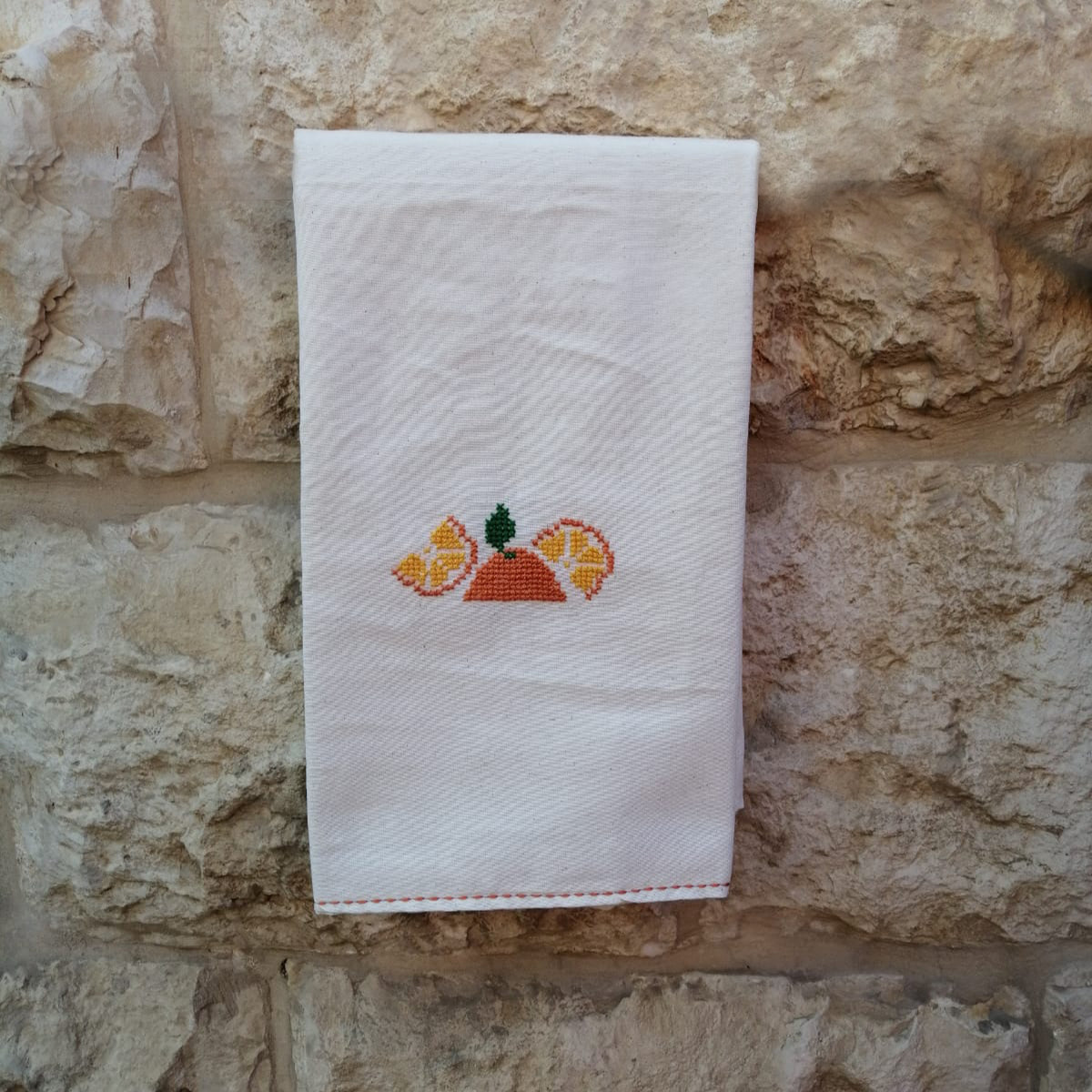 Orange Tatreez Tea Towel