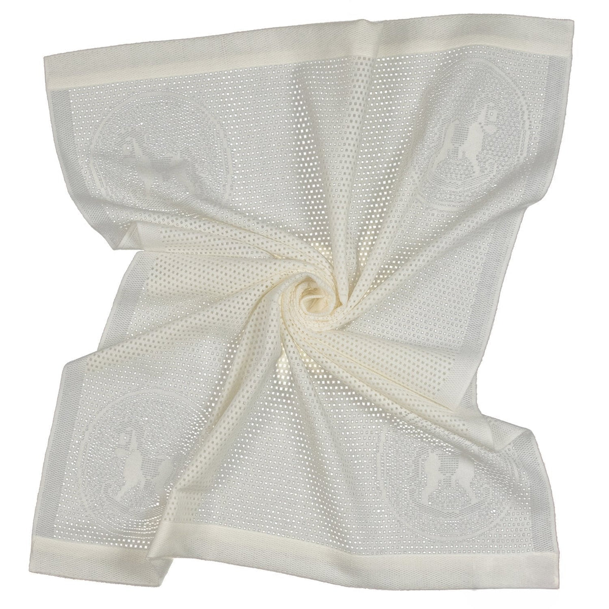 Southampton Home Lace Weave Rocking Horse Baby Blanket - Ivory