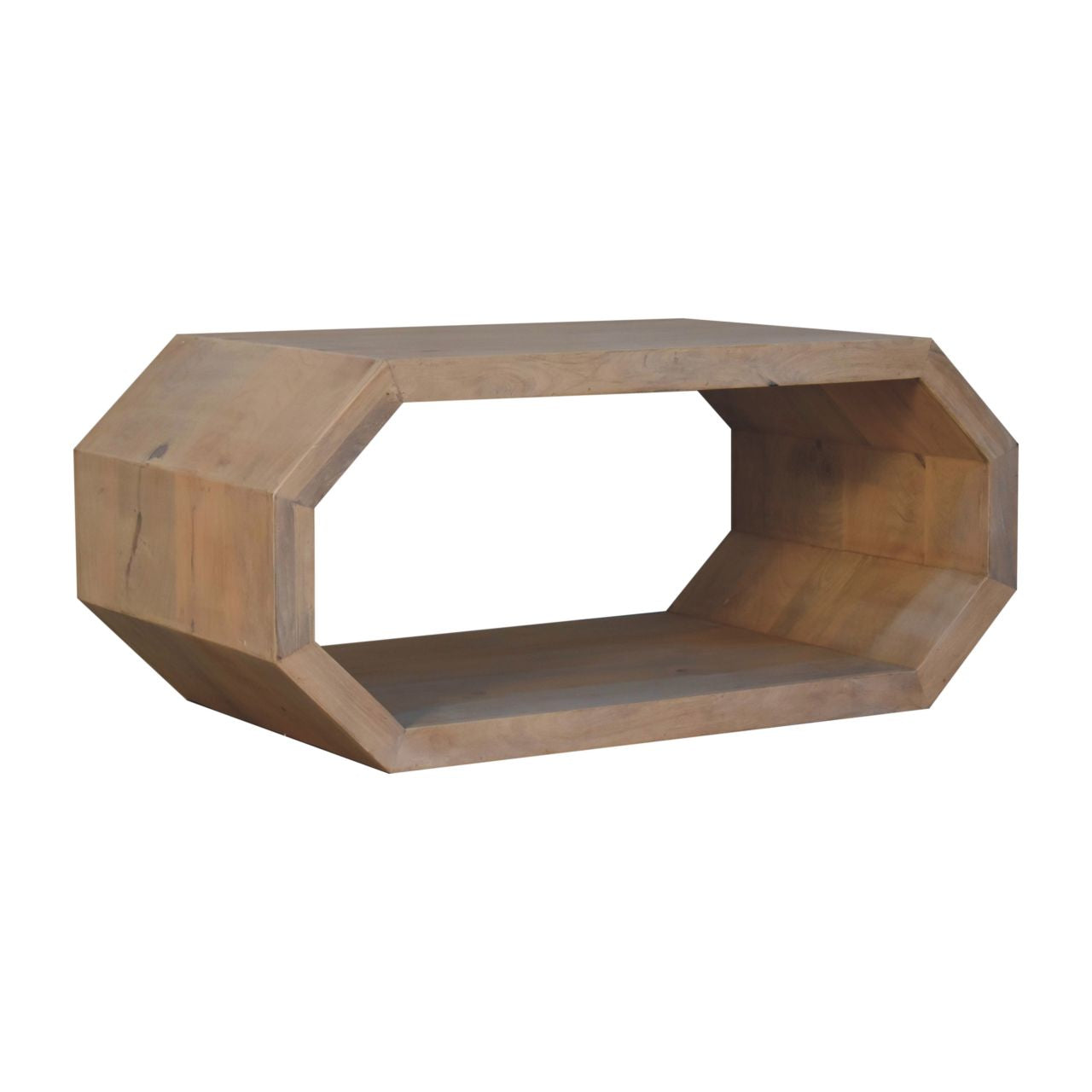 Solid Wood Hexagonal Marble Coffee Table, White