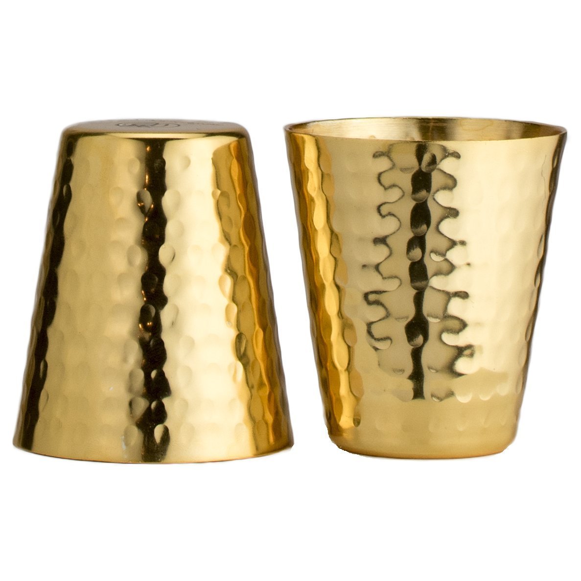 Hammered Copper Shot Glasses w/ 24K Gold-Plate