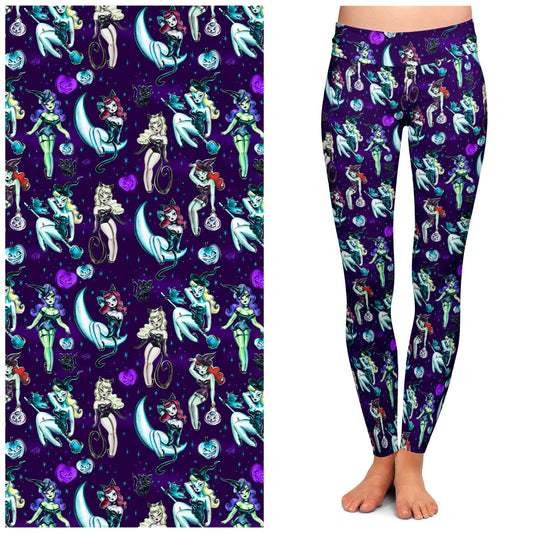Vintage Witches Dark Leggings by Miss Fluff x Lipstick & Chrome TC2