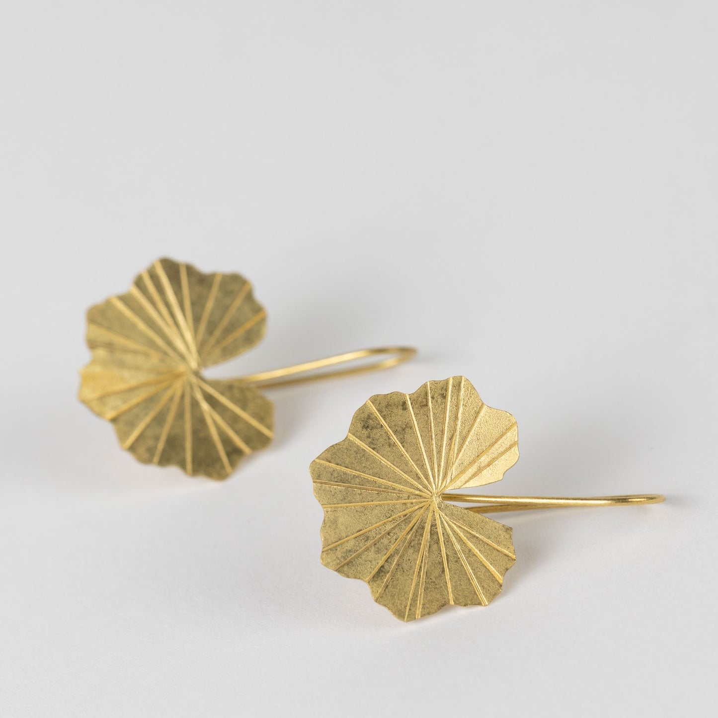 Lotus Leaf Drop Earrings in Brass